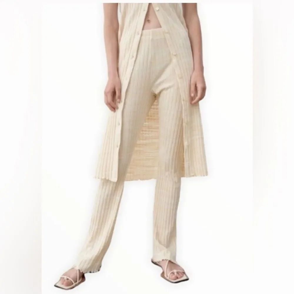 Zara Ribbed High Waisted Pants size small